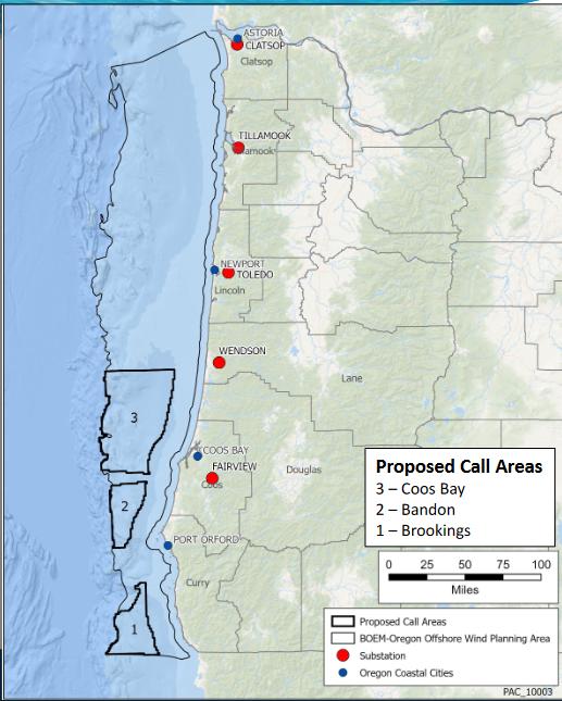 BOEM map of Oregon Call Areas